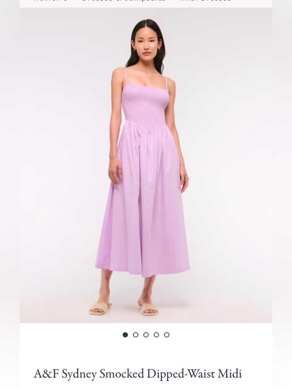 Abercrombie & Fitch Lilac Smocked Midi Dress